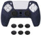 eXtremeRate PlayVital Coque pour ps5 Protection Manette Grip,Housse Silicone pour ps5 Controller Cover Skin avec Capuchon Joystick-Bleu,Édition Cloutée 3D