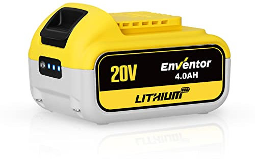 ENVENTOR 20V 4.0Ah Batterie, 4.0Ah Batterie de Remplacement Lithium-ION, avec Indicateur LED, Uniquement pour Tous Les ENVENTOR 20V Outils Électriques sans Fil