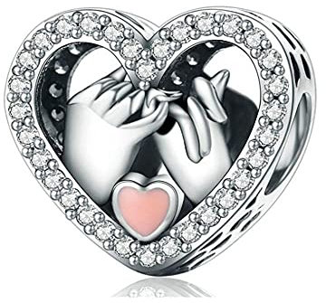 Annmors Charme Love Heart Charms-Anhänger 925 Sterling Silber Charm Bead Pendant für Europäische Armbänder und Halsketten
