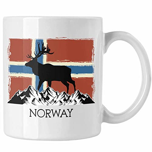 Trendation - Norwegen Geschenke Tasse Flagge Nordkap Elch Norway (Weiß)