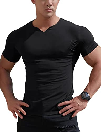 YCHSXAIZ Herren T-Shirt V-Schnitt Netz Sportliche Fitness | Schnelltrocknende Leichtgewicht Atmungsaktiv komfortabel