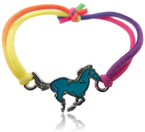 WAGOMA® Stimmungsarmband mit Pferdeanhänger 3 - Wechselt die Farbe - Armband für Pferde Mädchen - Kinderarmband in leuchtenden Regenbogenfarben - Als Geschenk oder Mitgebsel zum Kindergeburtstag