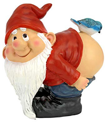 Gartenzwerg Statue nackter Gesäß, lustige Gartenstatue – aus strapazierfähigem Polyresin – macht die perfekte Gartenskulptur (Farbe: Rot)