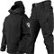 VBVARV Militärische Taktische Herren-Kampfuniform wasserdichte Armee-Kampfanzug-Sets Camouflage Softshell-Jacken-Hosen Jagdkleidung,Schwarz,L