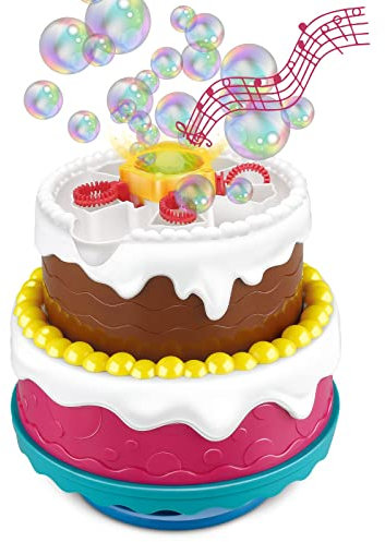 alldoro 60612 Party Torte mit Seifenblasen-Maschine, Licht, zuschaltbarem Happy Birthday Sound, Flüssigkeit
