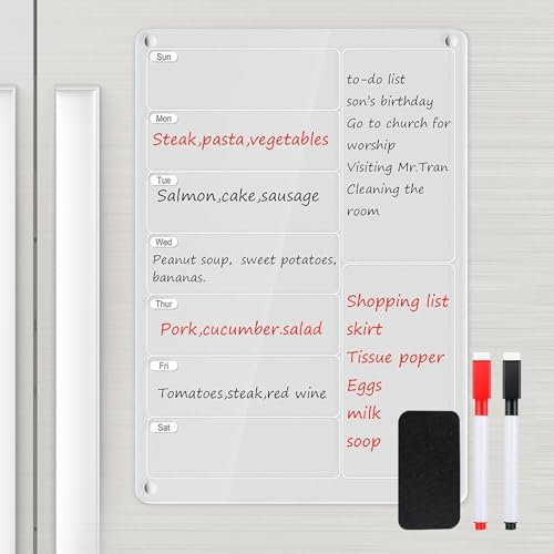 FAINCA Acryl Kalender, 12 x 8 inches Kühlschrank Kalender, Acrylic Dry Erase Board For Fridge,Weekly Planner Kühlschrank, Magnetischer Acryl-Monatskalender für Den Kühlschrank für Den Kühlschrank