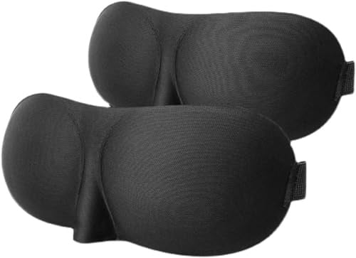 3D Schlafmaske,MYAYD 2 Stück Anti-Rutsch-Schlafmaske Weiche und Atmungsaktive 100% Lichtblockierende Schlafbrille für Reisen,Nickerchen,Yoga,Schlafen,2er-Pack Schwarz