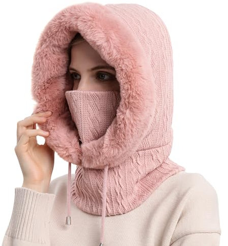TAGVO Sturmhaube Gesichtsmaske Damen, Warme Balaclava Gesichtsmaske Winddichte Vollgesichtsmaske, Verstellbare Skimaske Kapuzenschal, Winter Fleecemütze für Skifahren Radfahren - Universalgröße