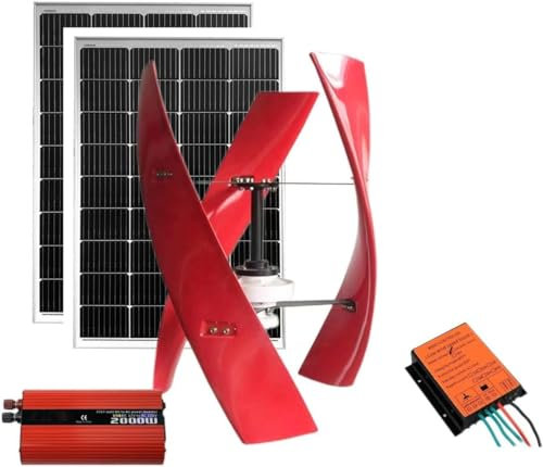 CHRISK 9000W Windturbinenkit Windturbine mit Controller + 2000W Wechselrichter + 100W *2 Solarphotovoltaik -Tafel Vertikale Achse Maglev Windturbine,12V