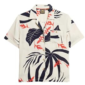 Superdry Damen Beach Resort Hemd Dschungel Silhouette Ecru 38