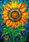 Bgraamiens Puzzle-Glass Sun Flower-1000 Pieces Rectangle Puzzle Stained Glass Art Color Challenging Beautiful Jigsaw Puzzles for Adults and Kids(Glass Sun Flower)