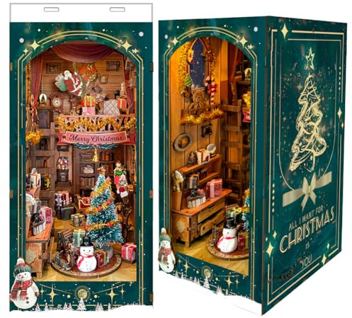 TOPBSFARNY DIY Bücherecke Kit, Puppenhaus Bücherregal Dekoration, 3D Puzzle mit LED, Geburtstagsgeschenk, Halloween und Weihnachten Geschenk