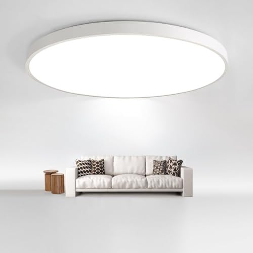 JDONG LED Deckenleuchte 54W Flach Rund Weiß Deckenlampe Ø50CM Modern Natürliches Weiß 4000K Lampe für Schlafzimmer Büro Wohnzimmer Küche Keller Balkon Ultra Dünn 4CM