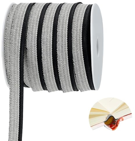 PH PandaHall 22.8m Buchbinde-Stirnbänder Buchbinde-Endbänder Buchbindeband Stoff Schwarz Buch-Stirnband Buchreparaturband für Buchdekor Reparatur Buchbindezubehör 13mm breit