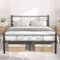 VECELO Cadre de Lit 140 x 190cm, Lit Double en Métal Pas Besoin de Sommier Assemblage Simple Grande Espace en Lattes, Noir