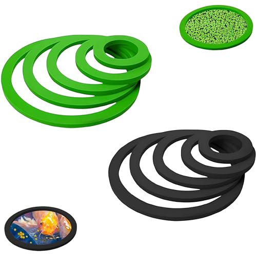 10 Pezzi Anelli Di Piante Galleggianti, Anello Galleggiante Rotondo, Anello Di Alimentazione Per Acquario, Recinto Per Piante Galleggianti, Per Pesci Rossi, Tartarughe (5 Taglie - Nero e Verde)
