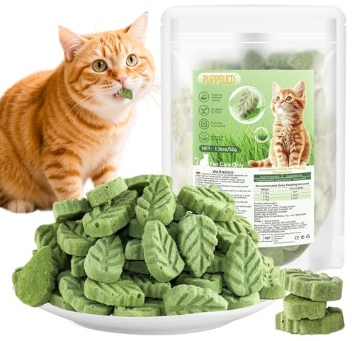 Bastoncini di Erba for Gatti, 50g Snack per Gatti Erba da Gatto, Giocattolo Dentale per Gatto, Liofilizzato con Erba Gatta per la Pulizia dei Denti