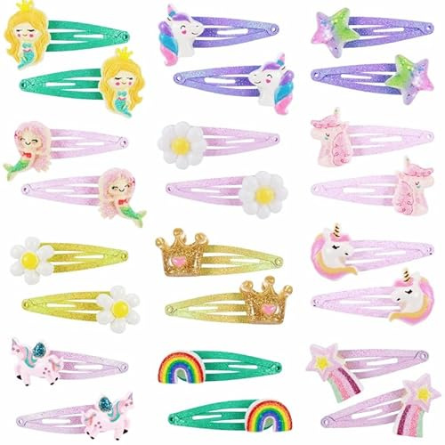 Halinuia24 Pcs Barrettes Cheveux Enfants Licorne Et Papillon Pour Filles