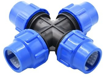 Casetlong 1 pz 20/25/32/40/50/63 mm PE Tubo connettore a Croce 4 Vie Tubo dell'Acqua in plastica sdoppiatore d'Acqua 1/2 3/4 1 1,5 2 Pollici Giunto for tubazione(32MM)