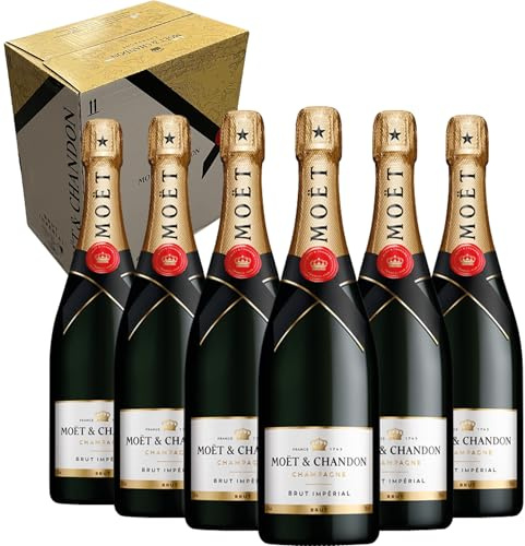Moët & Chandon - Champagne Brut Impérial | Ideal para Fiestas Navideñas | Aromas frutales y florales | Perfecto para brindar | 6 BOTELLAS CAJA ORIGINAL