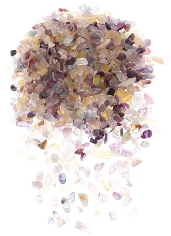 FONDOTIN Natural Fluorite Aquarium Gravel 5-7mm Crushed Crystal Chips 200g Decorative Terrarium Pebbles for Fish Tanks Plant Containers and Basking Rocks