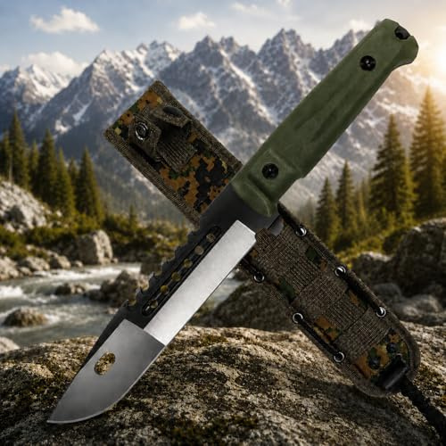 Swords and more Jagdmesser mit Sägerücken & Scheide 35cm | Survival Messer mit feststehender Klinge aus Edelstahl | Robustes Outdoormesser mit Säge für Jagd, Camping & Bushcraft