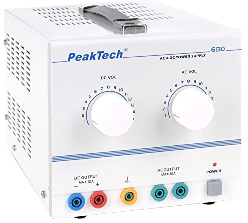 PeakTech, Fuente de alimentación DC AC para laboratorio, Fuente de alimentación para laboratorio 1, 15V / 10A, lineal, 1 pieza, P 6130