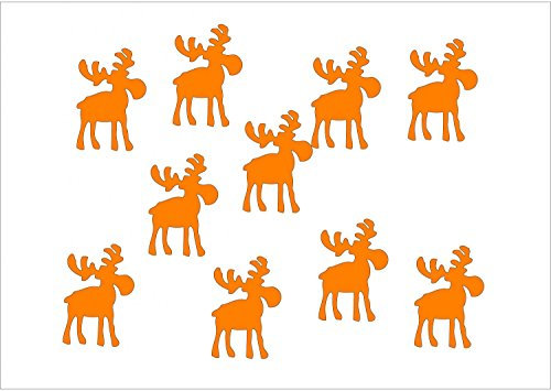 Miniblings 10x Bügelbilder Aufnäher 32mm GLATT Elch Rentier Elche Xmas Patch Bügelbild I Kinder Bügelflicken Patches zum Aufbügeln - Flexfolie - Applikation Nähen, Farbe:orange