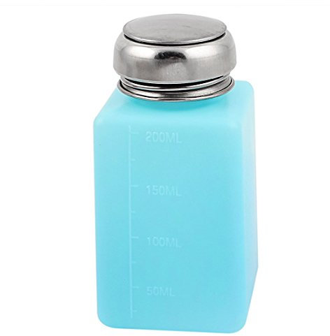 sourcing map Metall Verschlusskappe Kunststoff Aufbewahrung Liquid leer Spender Flasche 200ml cyan DE de