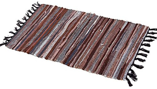 Zeafeel Chindi Rag Rug, Machine Washable Cotton Reversible Rag Rug Hand Woven Multi Color Striped Area Rug Floor Rugs for Bedroom, Living Room, Kitchen and Laundry Room (20'' x 31, Coffee)
