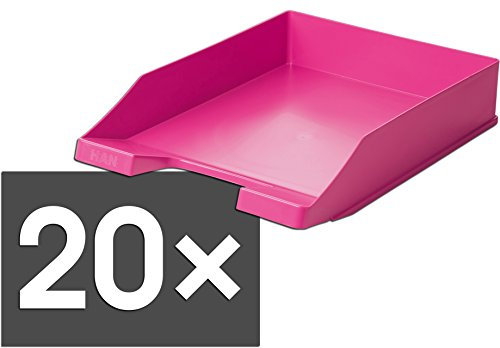 HAN Briefablage Klassik, 20 STÜCK Schreibtisch Organizer, Bürobedarf, Ablagefächer, Büromaterial, Briefkorb, Dokumentenablage, bis Format A4/C4, 1027-X-56, pink