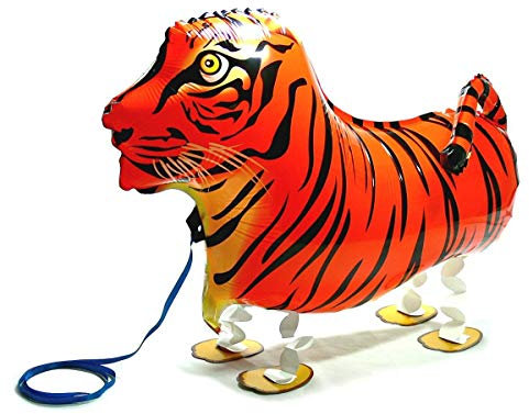 Kopper-24 Airwalker Ballon Tiger - laufendender Tier Luftballon Helium Walking Folienballon Deko für Kinder Geburtstag Party Hochzeit Kinder Geschenk JGA Dekoration Tierballons Laufen