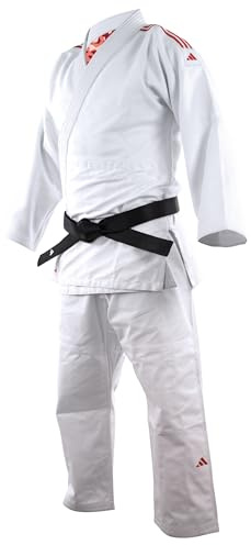adidas Kimono de Judo Quest (Couleur : Blanc/Rouge - Taille : 175)