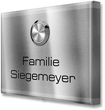 Metzler Funkklingel aus Edelstahl - Kabellos & UV-beständig - hohe Reichweite - Edelstahl Türklingel - Gravur optional (1 Taster)