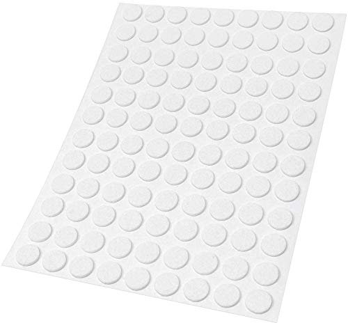 Adsamm® / 108 x feltrini autoadesivi ultrasottili/Bianco/ø 10 mm/Rotondo/piedini per mobili in feltro extra fine da 1.5 mm di spessore/pad protettivi per arredi