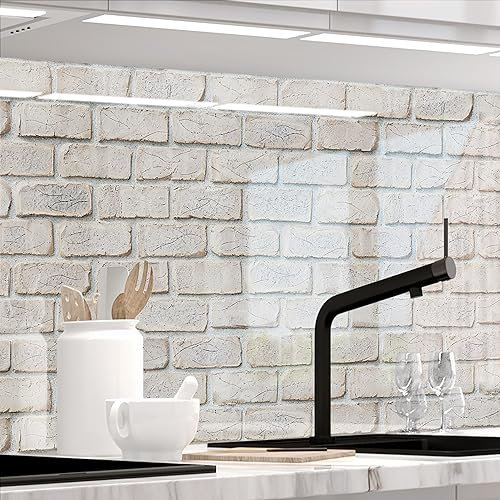 StickerProfis Küchenrückwand selbstklebend Matt-Optik - GEKALKTE Wand - 1.8mm, Versteift, alle Untergründe, Hart PET Material, Premium 60 x 400cm