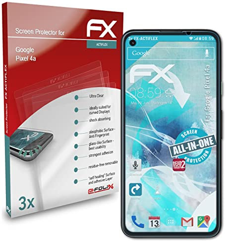 atFoliX Schutzfolie kompatibel mit Google Pixel 4a Folie, ultraklare und flexible FX Displayschutzfolie (3X)