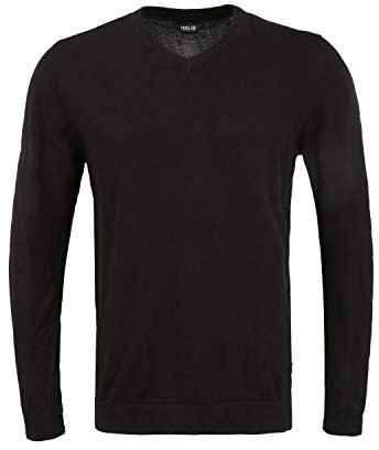 !Solid Alegre Herren Strickpullover Feinstrick Pullover mit V-Ausschnitt, Größe:XXL, Farbe:Black (194007)