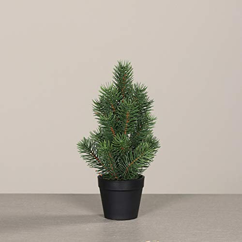 mucplants Künstlicher Tannenbaum im schwarzen Kunststofftopf Höhe 25 cm Grün Kunstpflanze Dekopflanze