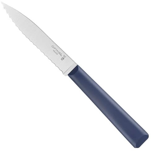 Opinel - N°313 Couteau Cranté de Cuisine Les Essentiels - Lame Dentée Acier Inoxydable - Manche Polymère Robuste - Passe au Lave-Vaisselle - Léger - Bleu