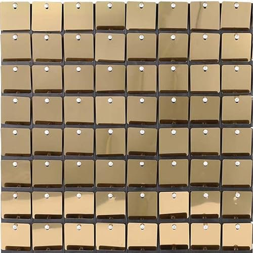 Decor Essentials Shimmer Wall Panel Sparkle Sequin 35cm x 35cm Wedding Backdrops Decorations (Gold)