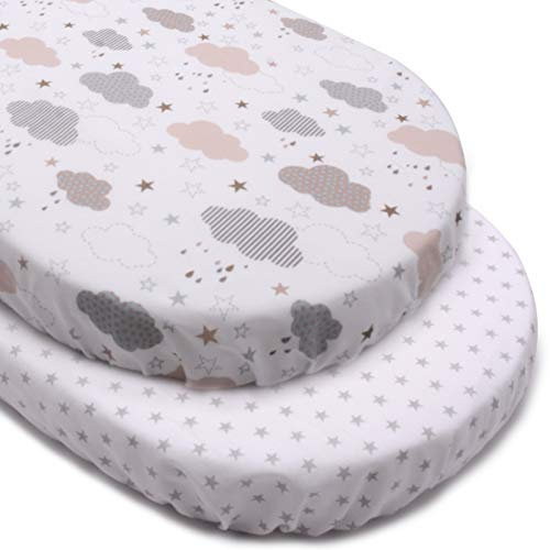PEKITAS Spannbettlaken, 75 x 33 cm, 72 x 33 cm, für Babytragetasche/Kinderwagen für Jungen und Mädchen, mit Gummizug, passend für Julius Zöllner, Träumeland, Alvi, FabiMax