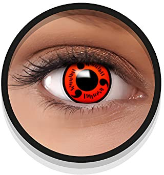 FXEYEZ Lentilles Anime Rouge, Lentilles à Motif Doux pour Déguisement, SANS CORRECTION, 2pcs 1 Paire - Déguisement en - Rouge, Lentilles de Contact pour Halloween