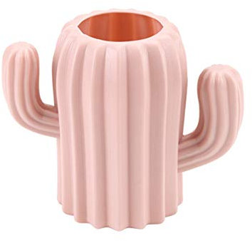 cuiyoush Porte-stylos mignon en forme de cactus - Organiseur de bureau pour pinceaux de maquillage - Organisateur amusant pour bureau à domicile - Rose