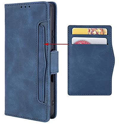 GOKEN Cover per Oppo Reno 6 PRO 5G (Oppo Reno6 PRO 5G), Custodia Folio in PU Pelle Flip Wallet Libro Case con Portafoglio, TPU Silicone Magnetica Cover con Supporto di Stand/Carte Slot (Blu)
