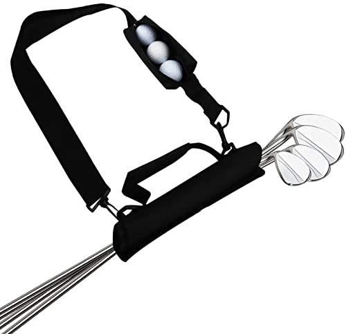 Golf Club Carry Bag with Pocket and Shoulder Strap for Men Women Golfer Lightweight Foldable Durable (Black)
