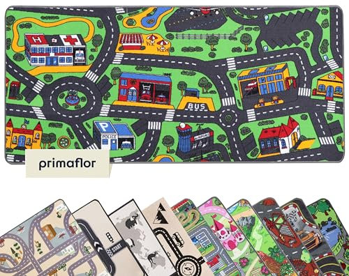 Primaflor Spielteppich mit City-Design - Spielteppich für Kinder 140 x 200 cm - pflegeleichter Kinderteppich mit Straßen