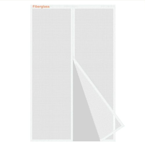 Risareyi Moustiquaire Porte Fenetre en Fibre de Verre, 125x195cm, Blanc | Anti UV, Rideau Moustiquaire Aimantée Résistant pour Balcon, Fermeture Magnétique, Sans Perçage, 4cm Bande Adhésive Supérieur
