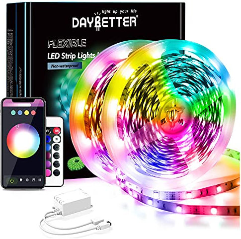 DAYBETTER LED Strip 30M(2X15M), 5050 RGB LED Streifen Bluetooth App-Steuerung LED Lichterkette Musik-Sync mit Fernbedienung für Schlafzimmer, Küche, Wohnzimmer und TV