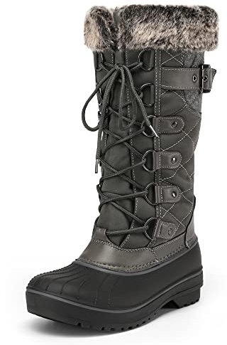 DREAM PAIRS Stivali da Neve da Donna,Size 39,Grigio,Avalanche-E